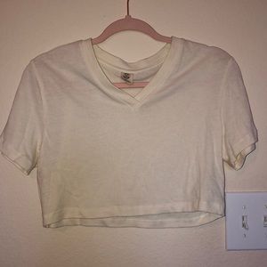 Cream v neck crop top